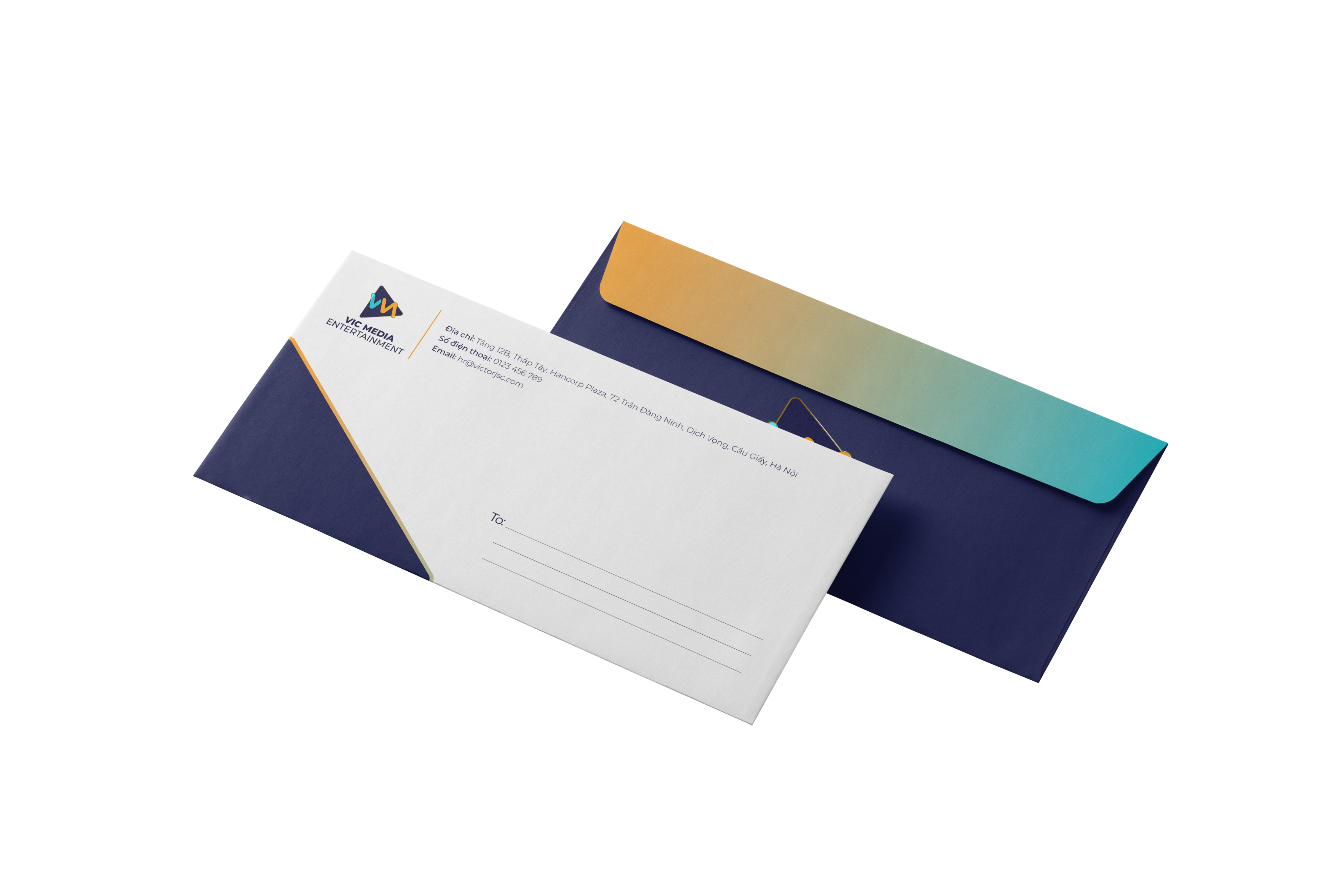 Mockup phong bì VIC Media tổng thể